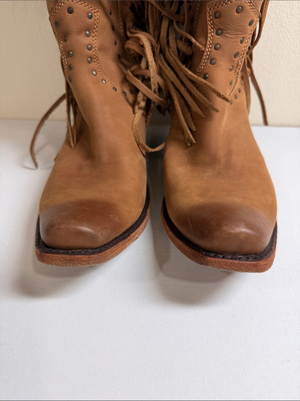 LIBERTY Black Tan Fringe Knee Leather Boots - Picture 6 of 14